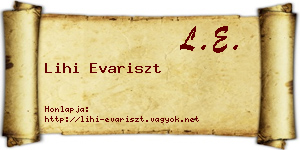 Lihi Evariszt névjegykártya